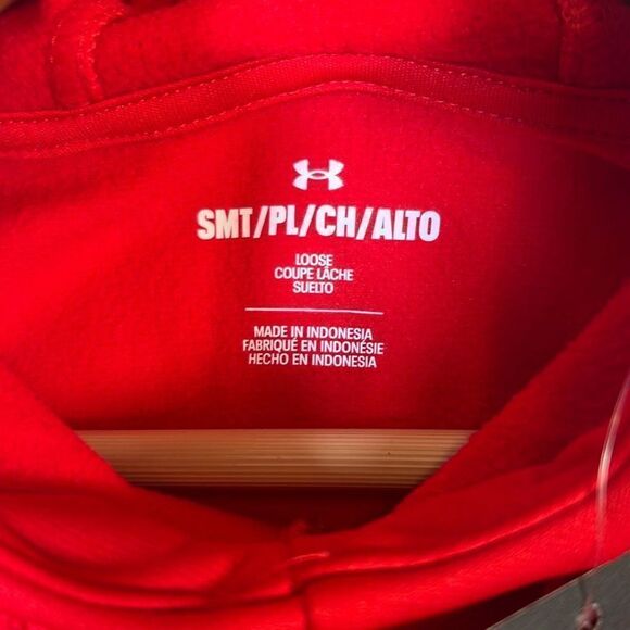 Under armour Men Big Red Logo Armour fleece Hoodie pullover -NWT-Men Small‎ Tall - Picture 4 of 6